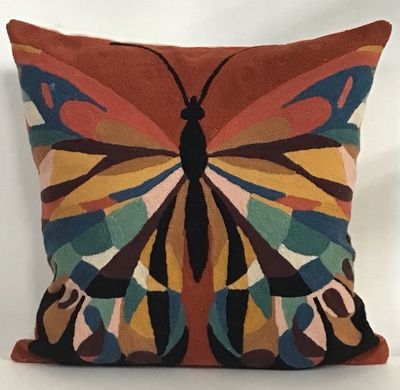Pillow Chainstitch 18&quot; Art Nouveau Butterfly