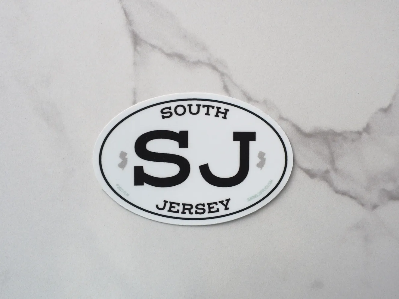 White Oval 3&quot; South Jersey Sticker