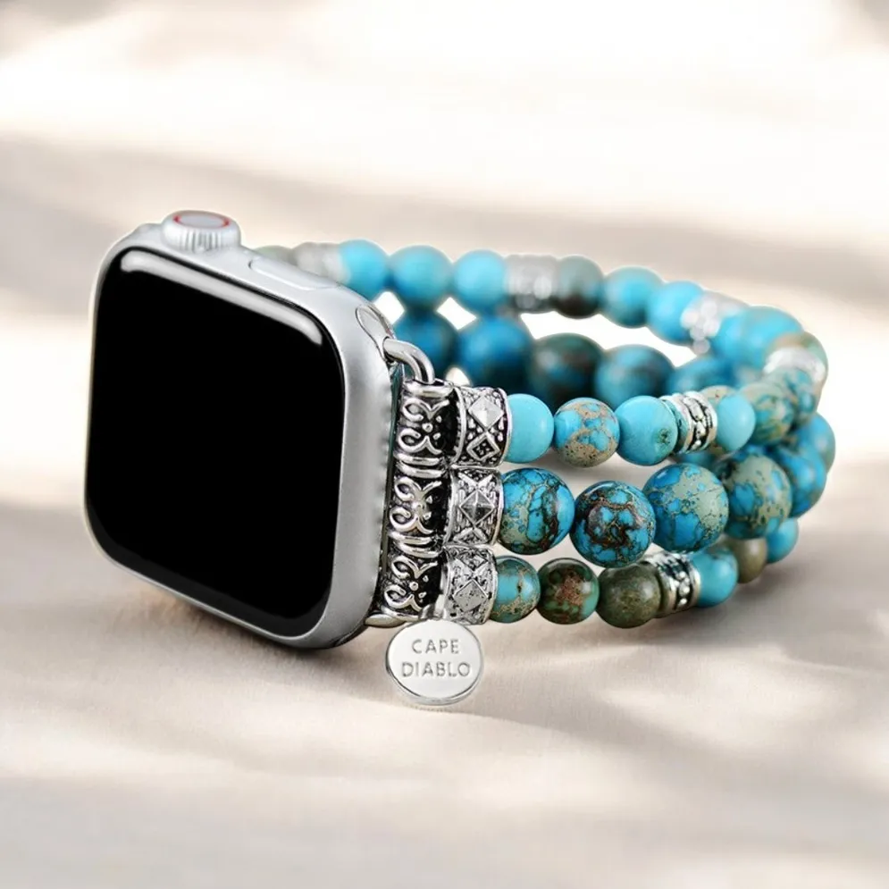 Imperial Jasper Stretch Apple Watch Strap - Turquoise Small