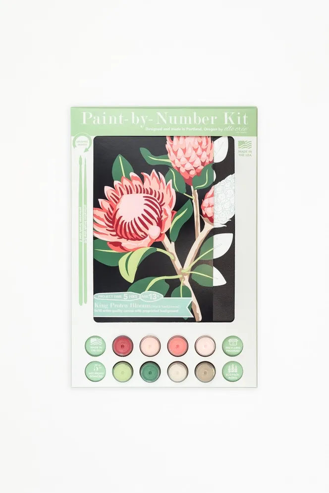 King Protea Blooms (black background) Paint-by-Number Kit