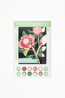 King Protea Blooms (black background) Paint-by-Number Kit