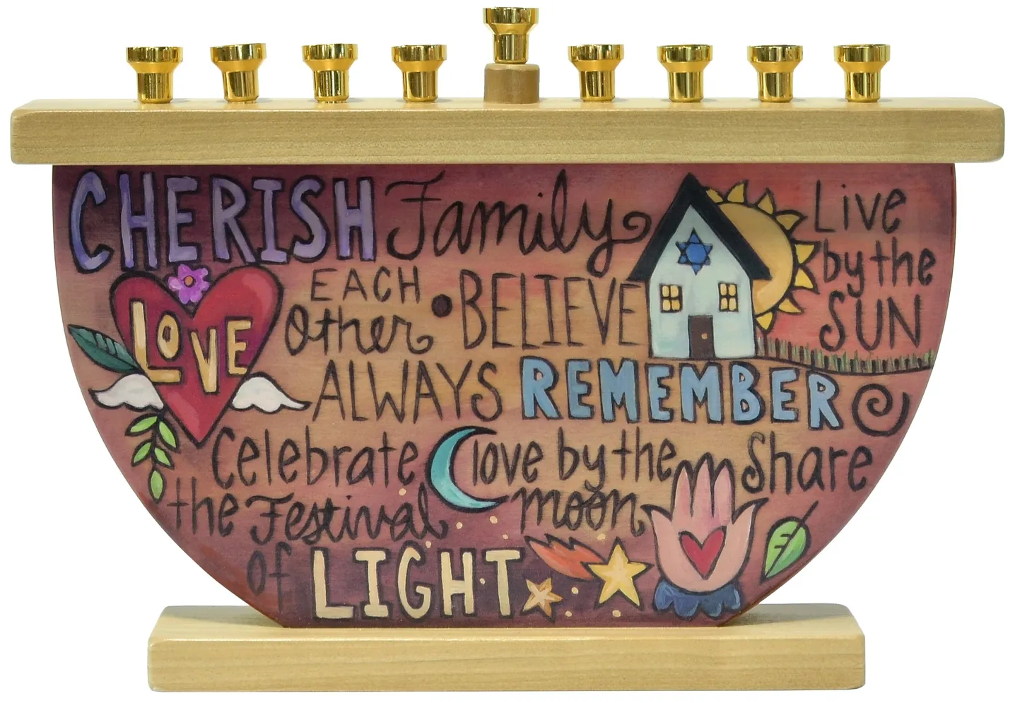 "Kindle the Light"  Wooden Menorah