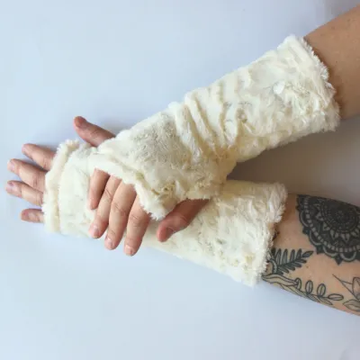 Faux Fur Fingerless Gloves - 61 | White