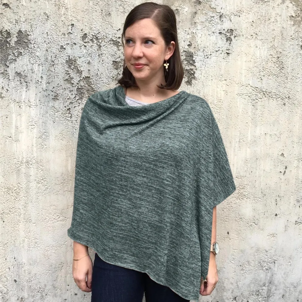 Heather Jersey Poncho - Forest