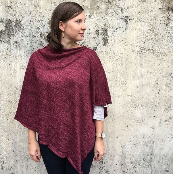 Heather Jersey Poncho - Wine