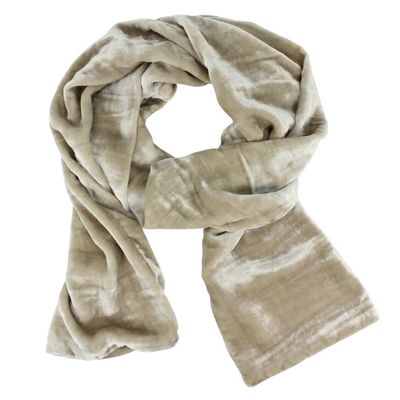 Silk Velvet Oblong Scarf - Champagne