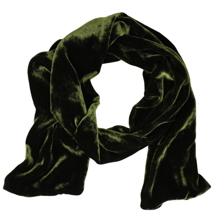 Silk Velvet Oblong Scarf - Pine