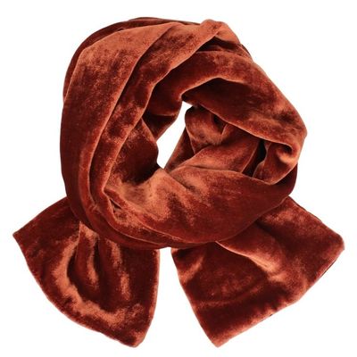 Silk Velvet Oblong Scarf - Rust