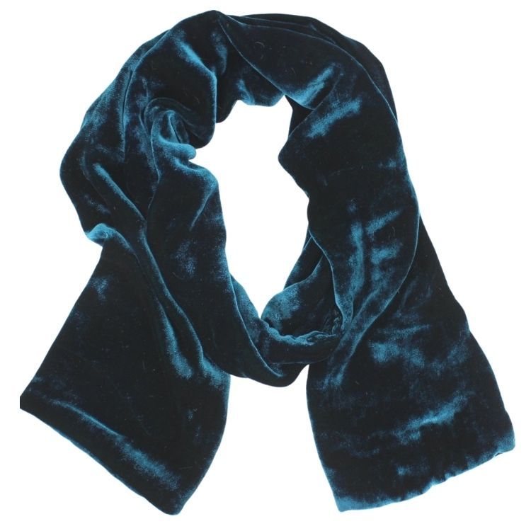Silk Velvet Oblong Scarf - Teal