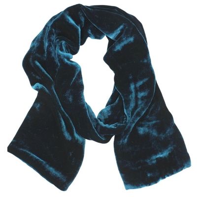 Silk Velvet Oblong Scarf - Teal