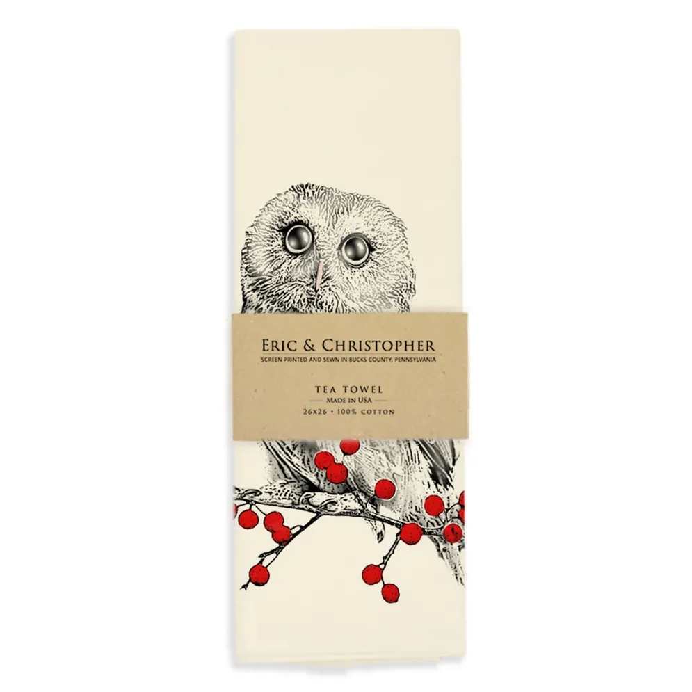 Winter Owl Tea Towel