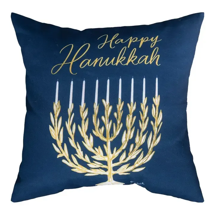 Happy Hanukkah Navy Climaweave Pillow