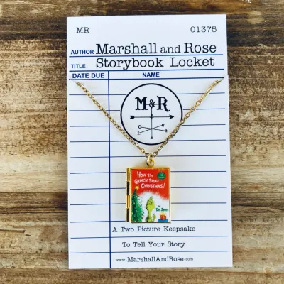 How The Grinch Stole Christmas Book Locket - Brass