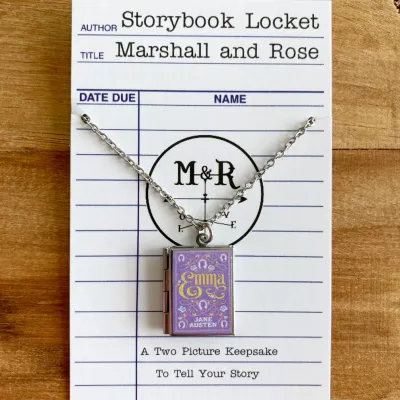 Emma - Lilac Filagree Book Locket - Stainless Steel