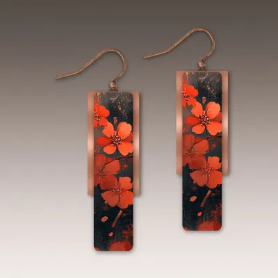 57FE Dark Blossom Copper Accent Multilayer Earrings