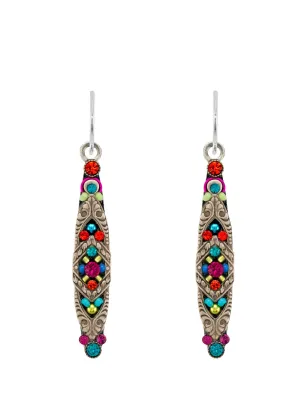 E539-MC Filigree Skinny Drop Earrings