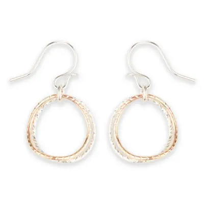 Earrings L71 Diamond Cut Twin Link Dangle Earring  - Mixed Metals