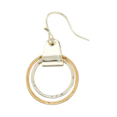 Earrings L29  Double Circle Clip Link Earrings - Mixed Metals
