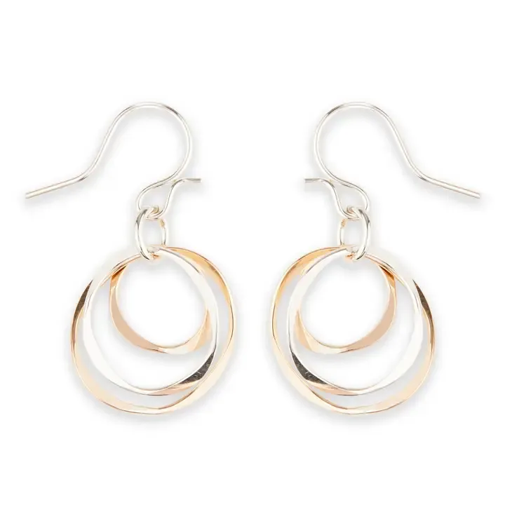 Earrings L8 Curved Echo Link Dangle Earring - Mixed Metals