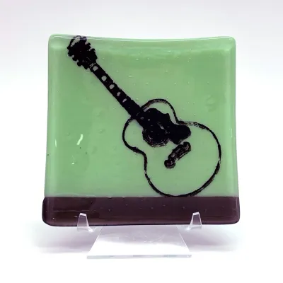 Acoustic Guitar Fused Glass 4.5" Catch-all Dish