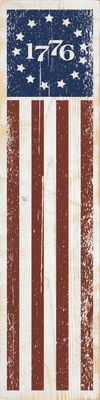 Hanging Porch Flag 1776 (Vertical) - Sanded White with Red and Blue