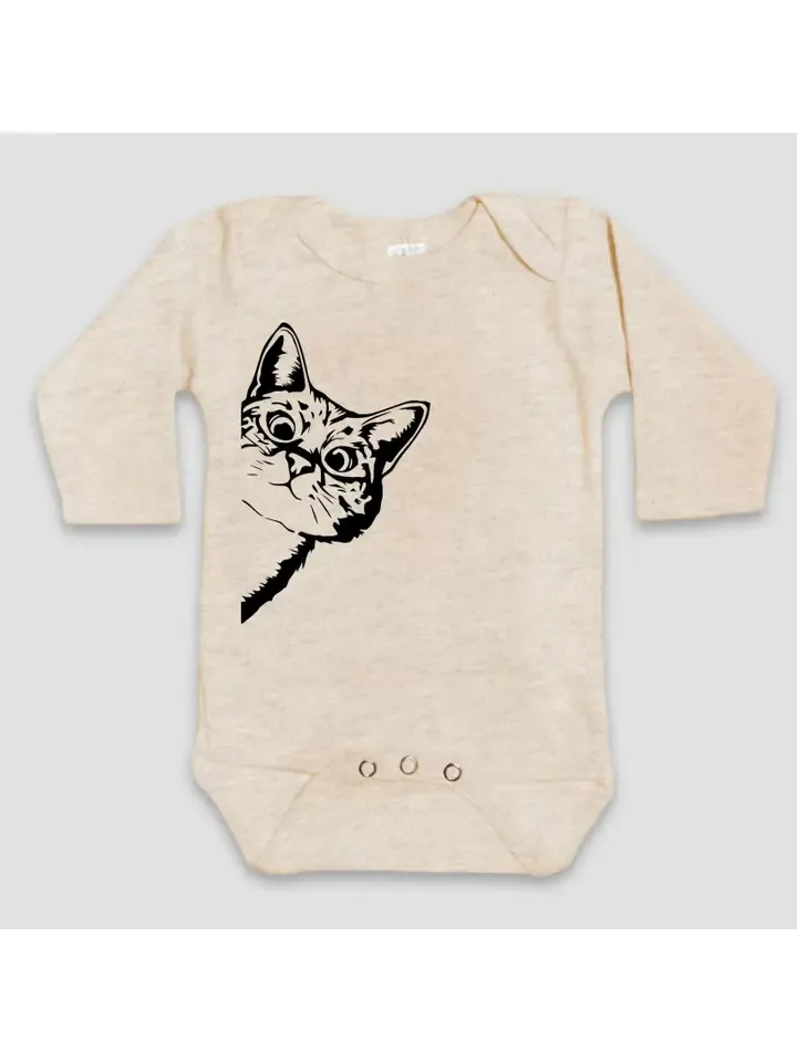 Peeking Cat Beige Baby - 3-6 M Short