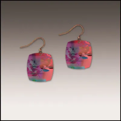 32NS Tropical Twilight Foliage Button Drop Handmade Earrings