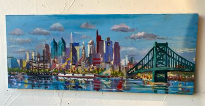 Philadelphia Waterfront Canvas 10x24  