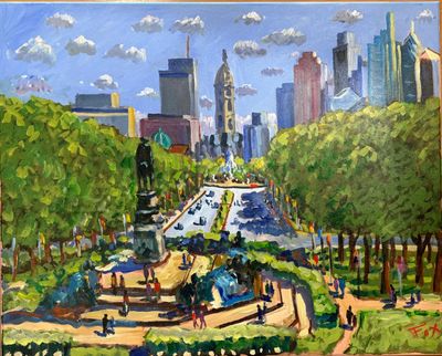 View Of City Hall From Art Musuem Painting On Canvas 24x30