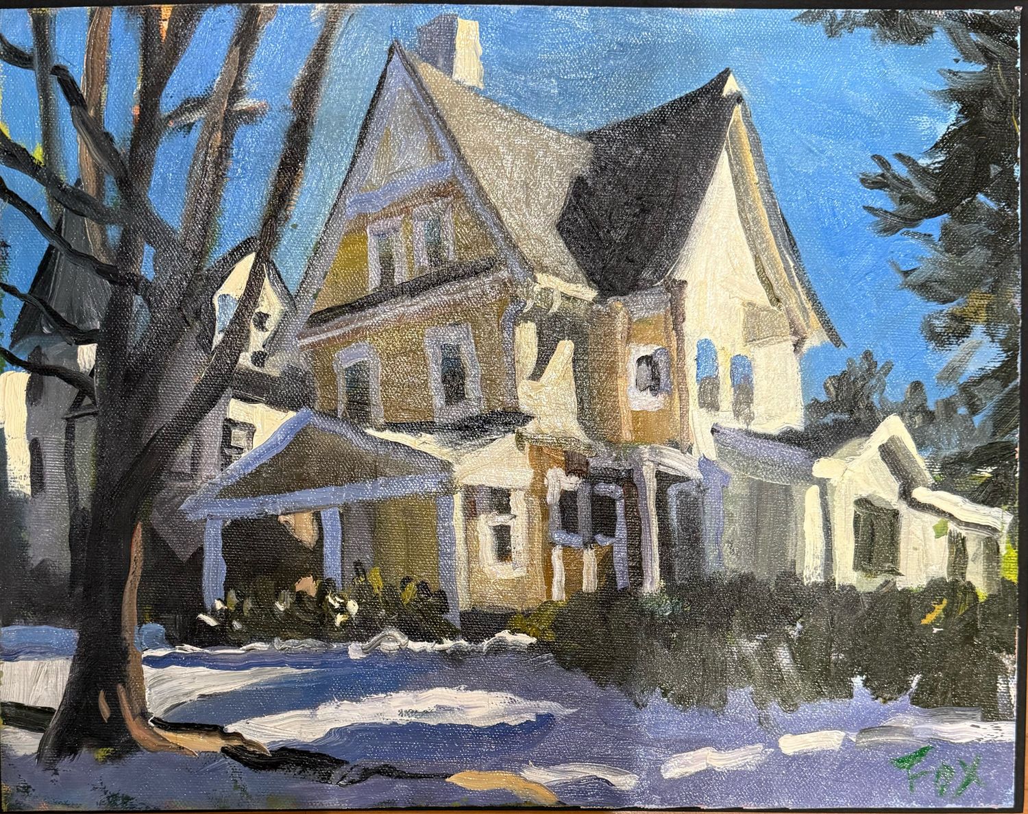 Winter House Oil On Canvas 11" X 14"