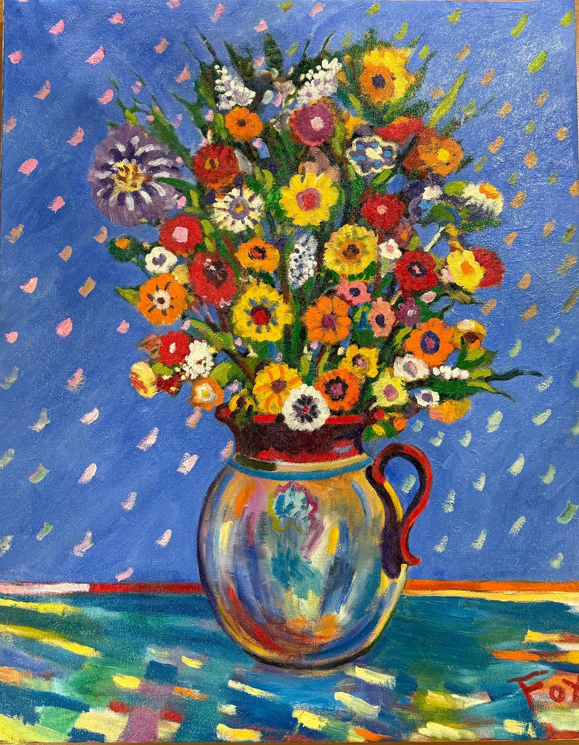 Flowers On Canvas 23" X30" 