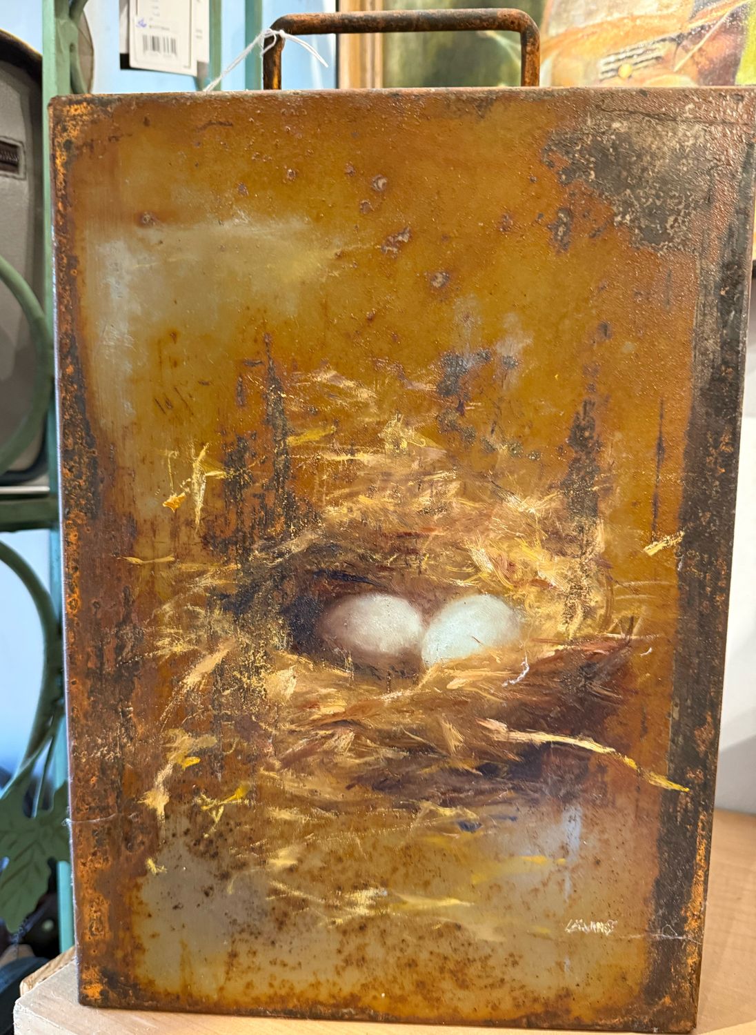 Nest Two Egg Original Oil 8x12 Metal Drawer