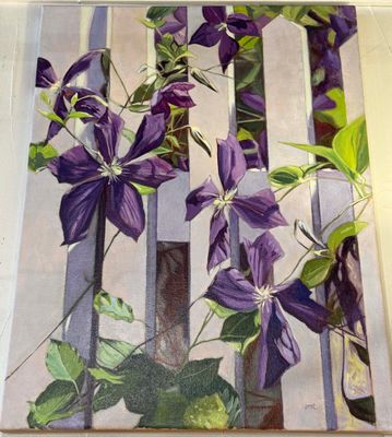 June Clematis 18x24 Oil On Canvas
