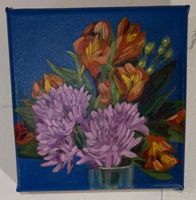Violet And Orange 6x6 Oil On Canvas
