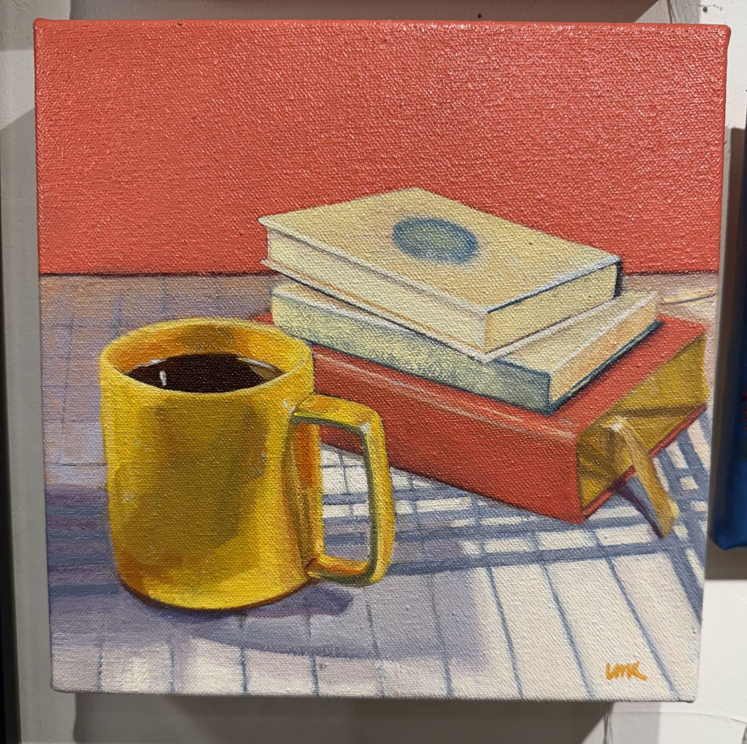 Mug W/books 8x8 Oil On Canvas