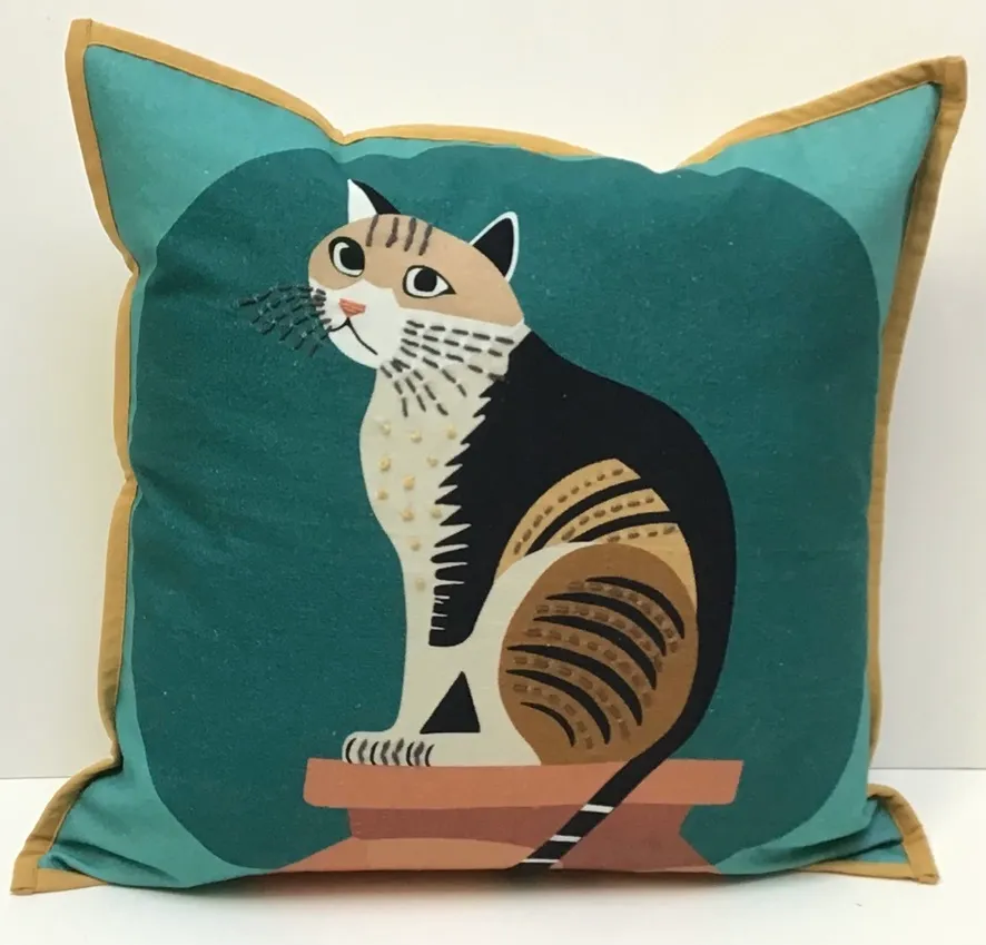 Pillow Applique/Embo 16" Potty Matilda Cat pillow
