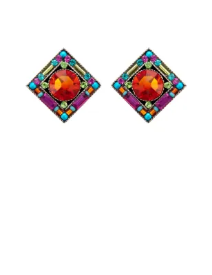 E341P-MC Contessa Diamond Post Earrings-Multicolor