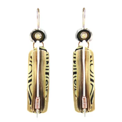 E3780 Tapestry Earrings Polymer Clay Sterling and Brass.