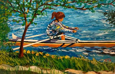 Single Rower On Canvas 24" X36" 