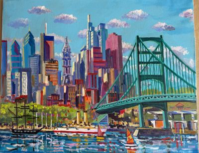 Bridge River View On Canvas 24" X30" 