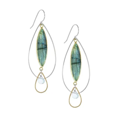 Silver Labradorite Water Lily Earrings