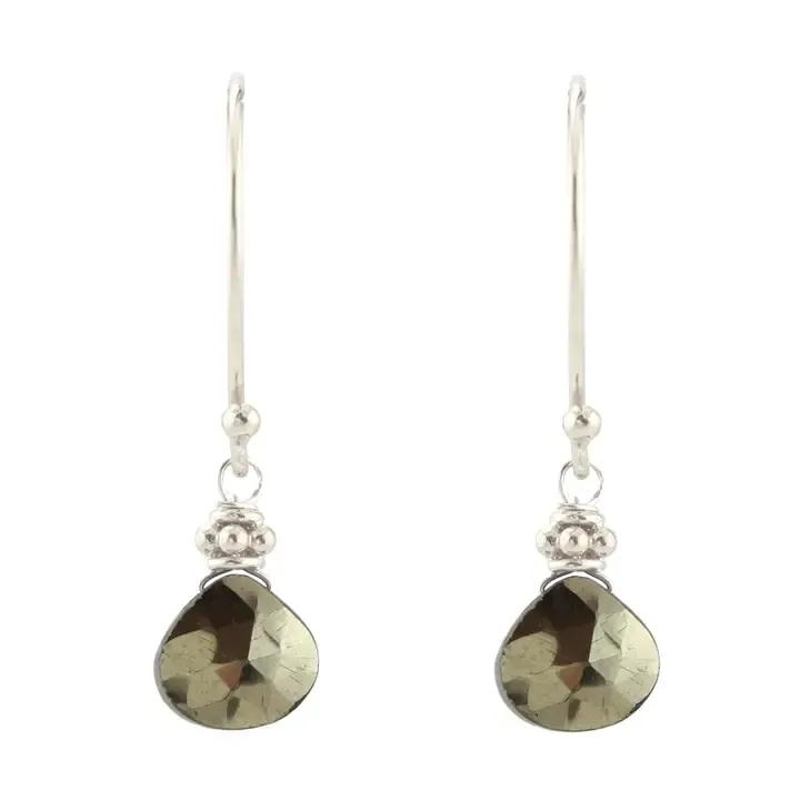 E-1543 PYRITE TINY SILVER EARRING