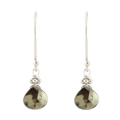 E-1543 PYRITE TINY SILVER EARRING