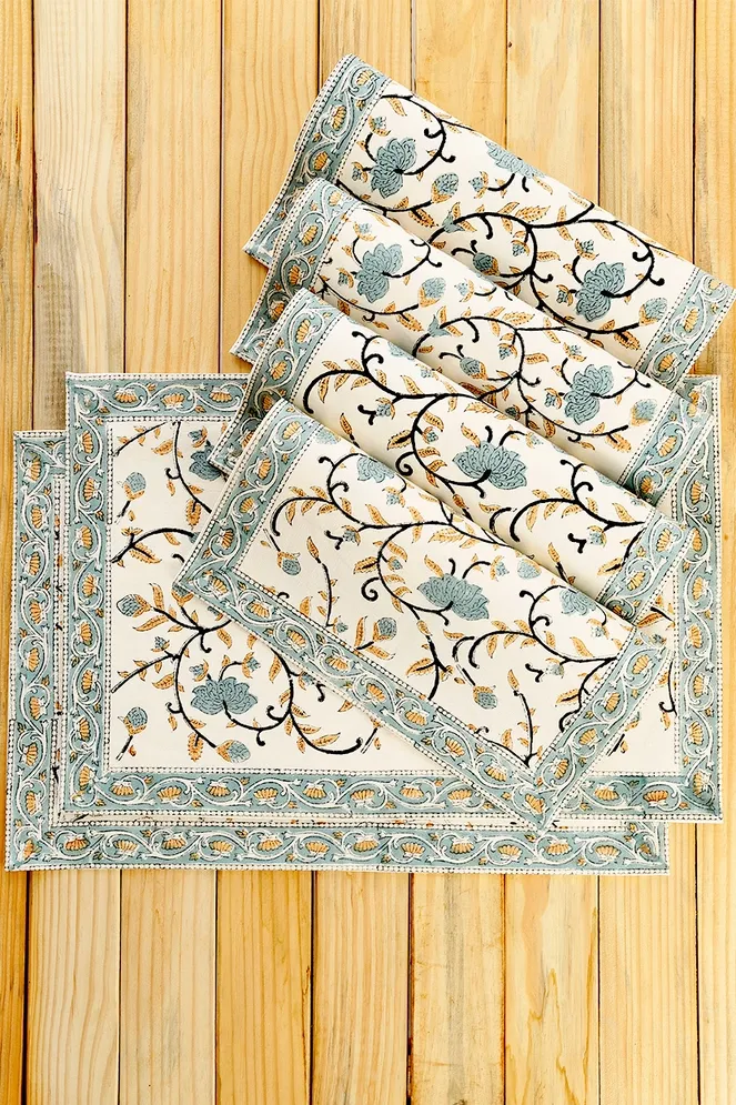 Silver Floral Placemats, set of 2