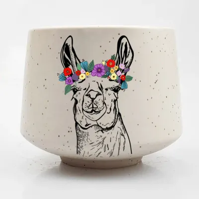 Llama Flower Crown Ceramic Cup