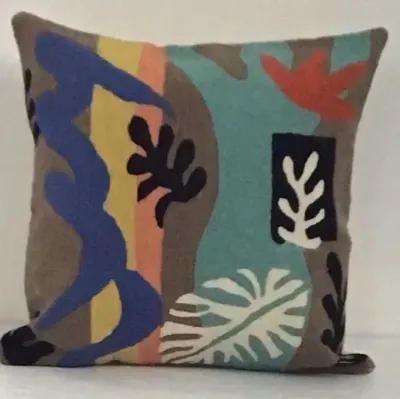 Pillow Chainstitch 18" Matisse Leaves #4