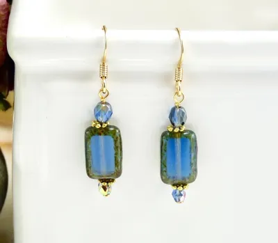 Rectangle - Blue Earrings