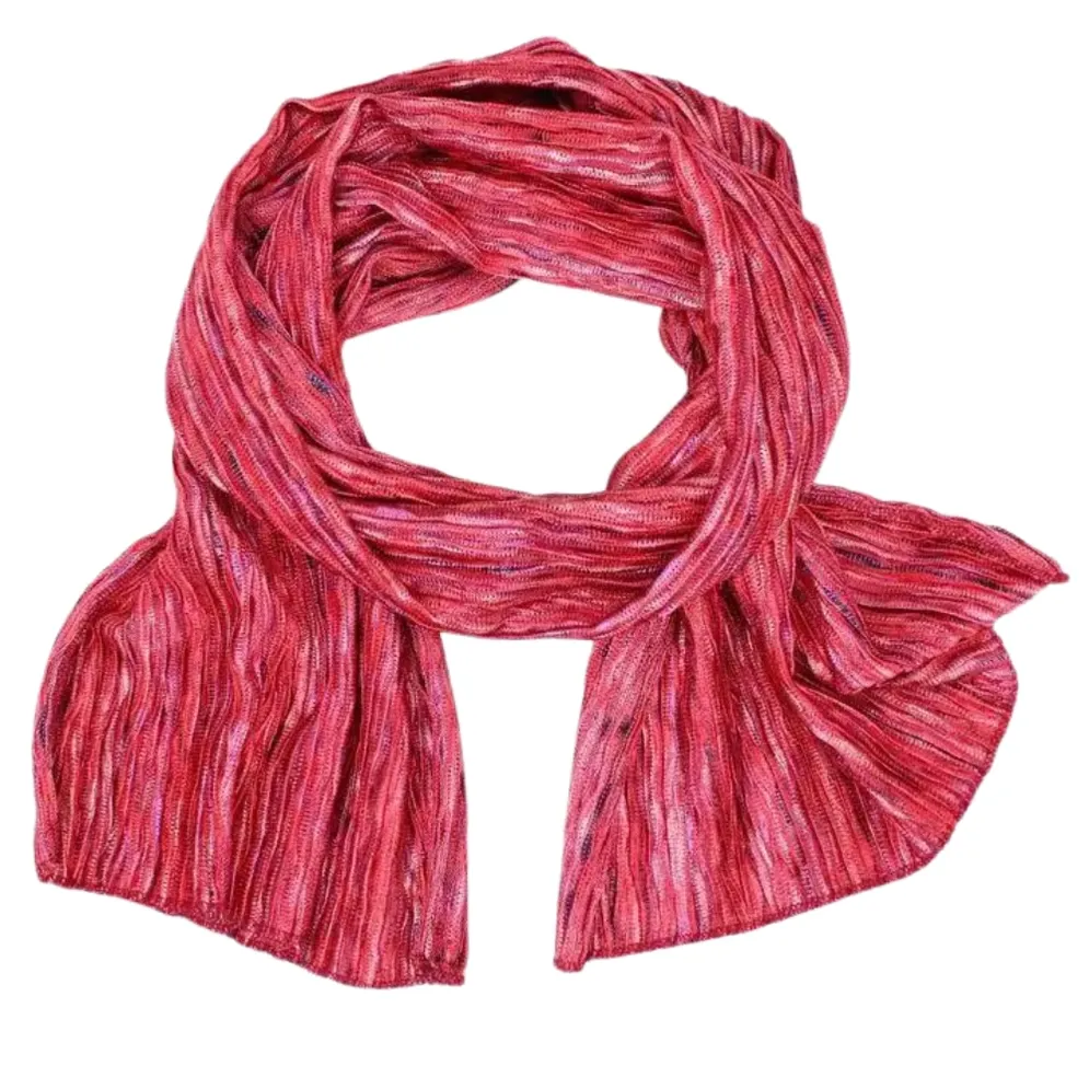 Multi Colored Knit Oblong Scarf - Cherry