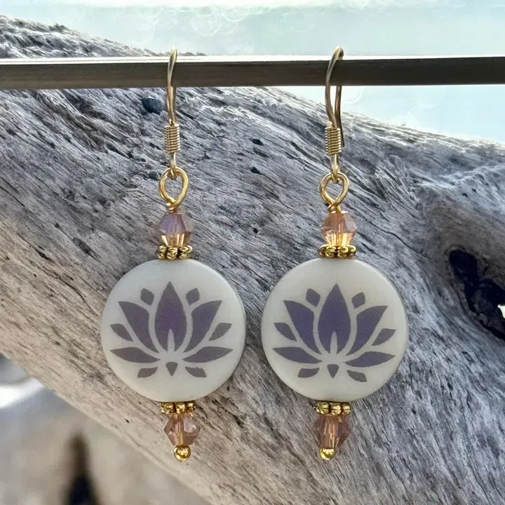 Lotus White &amp; Pink Earrings