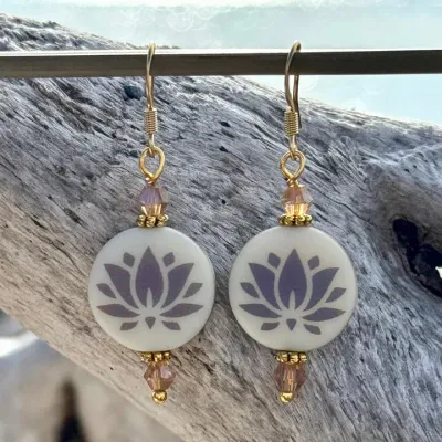Lotus White &amp; Pink Earrings